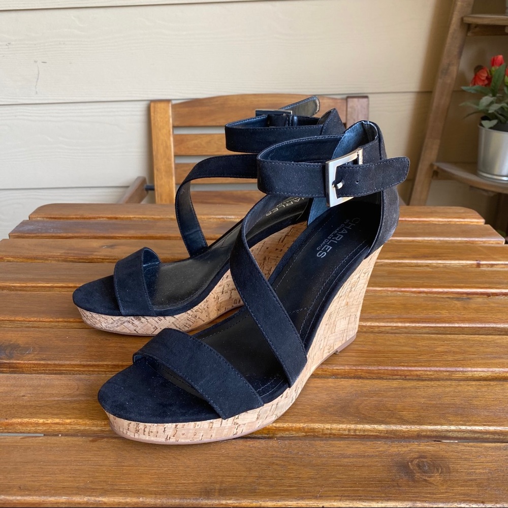 Charles David Leanna Platform Wedge Sandals Sz 9.5